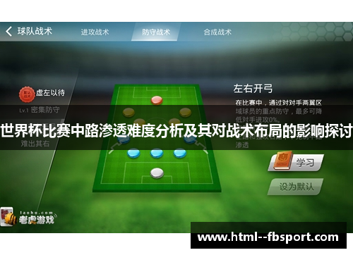 世界杯比赛中路渗透难度分析及其对战术布局的影响探讨